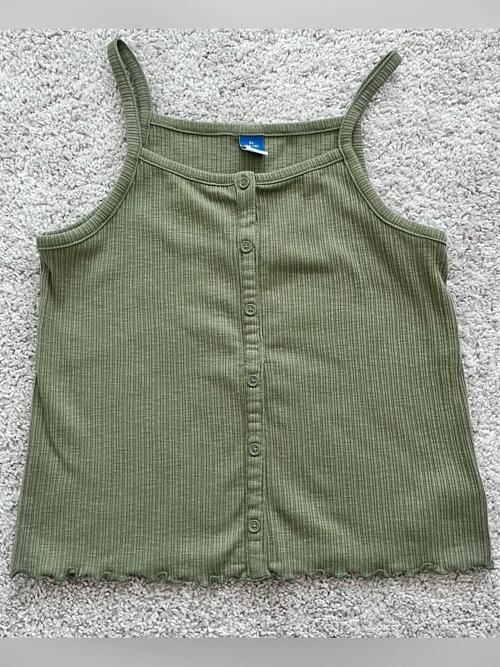 Old Navy Olive Green Ribbed Button-Front Tank Top
